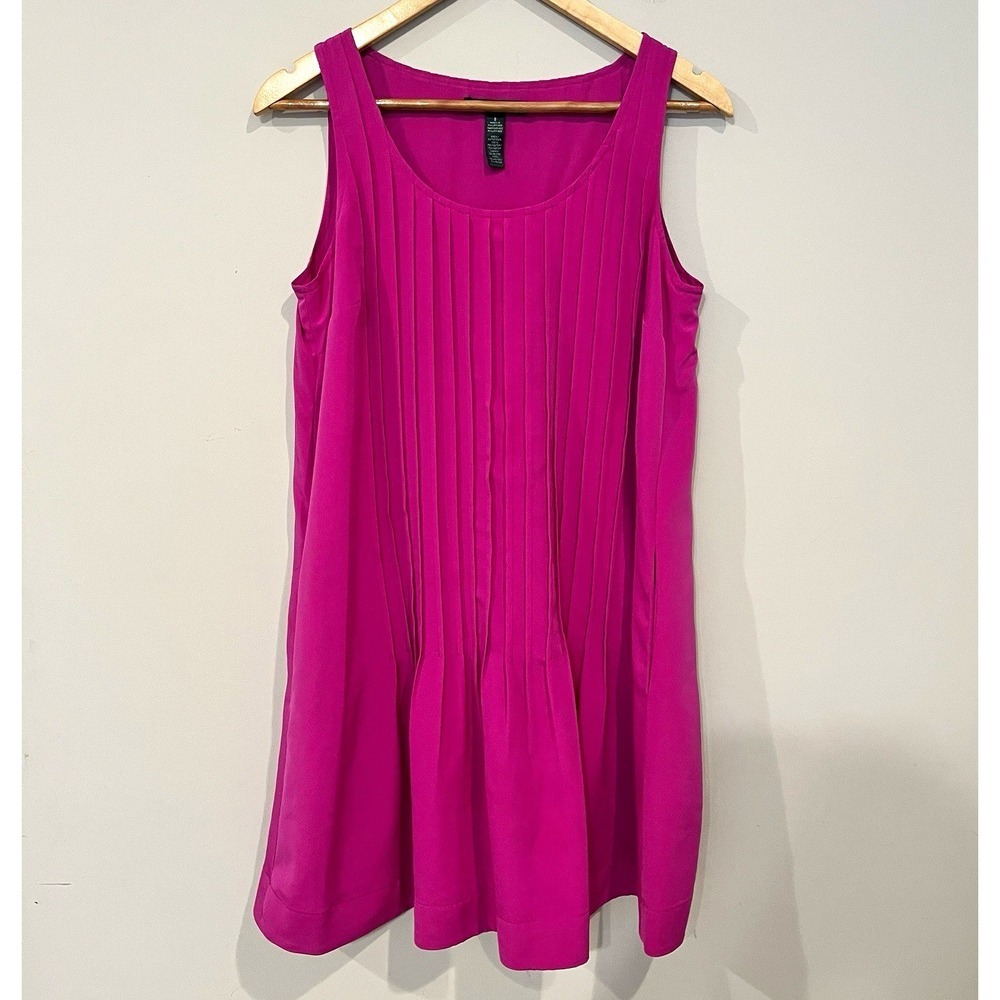 Lauren Ralph Lauren Pink Pleated A-Line Scoop Neck Knee Dress Lined 8